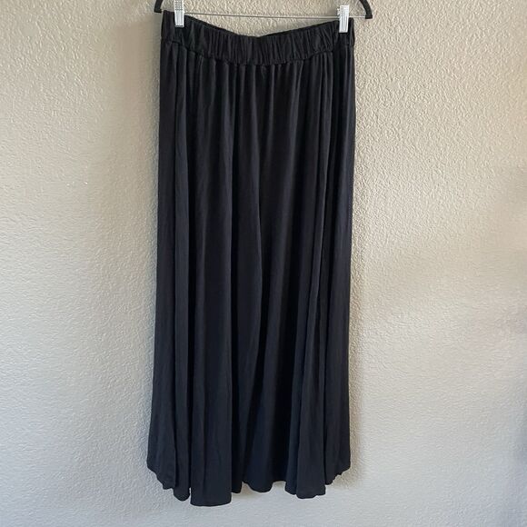 Free People Beach Pants Womens Large Black Ultra High Rise Flowy Wide Leg Crop - Picture 1 of 12